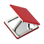 square compact mirror red
