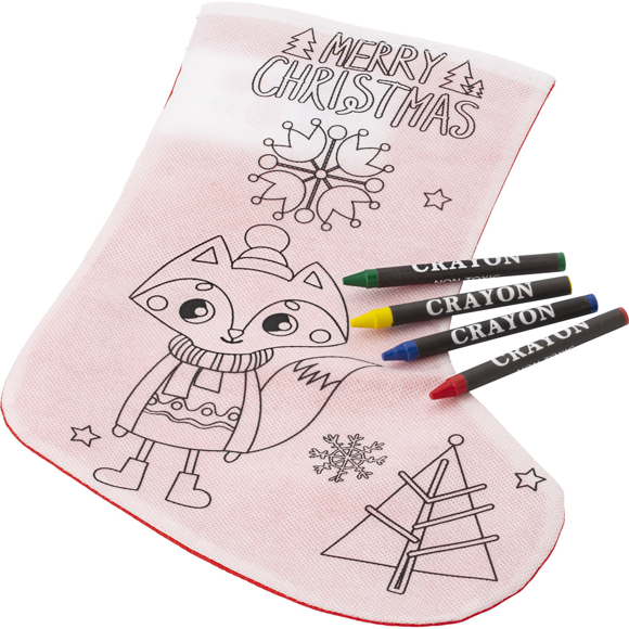 Christmas stocking with crayons