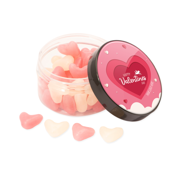 Picture of SCREW TOP JAR  WITH WHITE & PINK JELLY HEARTS