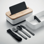 Picture of Two tier Lunchbox with Phone Stand and Cutlery.