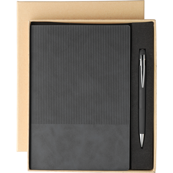Picture of The Tarek Recycled PU notebook with ballpen gift set