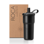 Picture of Roca 600ml recycled insulated stainless steel cup with straw